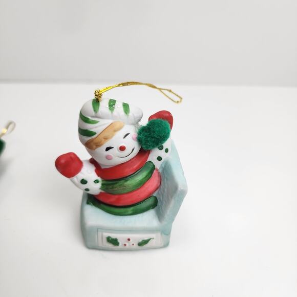 Vintage BOA Jack In The Box Christmas Bell- Taiwan & Handmade Green Snowman Lot - Picture 8 of 11
